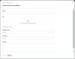 Create Terms & Conditions page with the fields described in the steps below